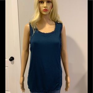 Ann Taylor blue tank with ruffle trim